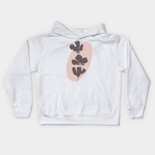 Minimalist brown flowers on pink oval Kids Hoodie